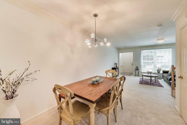 5922 Terrapin Pl Unit 5922, Alexandria, VA 22310 - dining area with light colored carpet, crown molding, and a chandelier