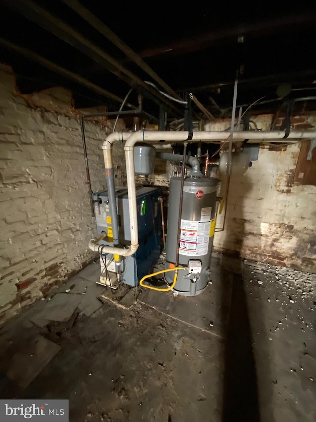 utilities with a heating unit and gas water heater