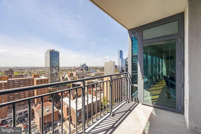 balcony featuring a view of city