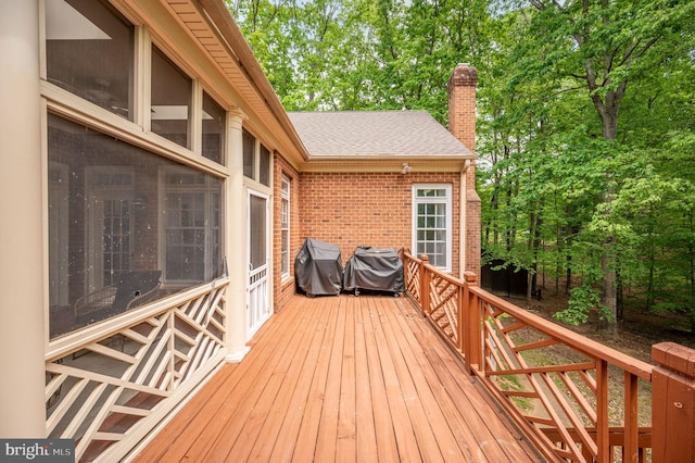 deck featuring area for grilling