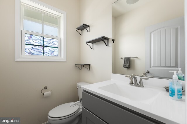 bathroom with toilet and vanity