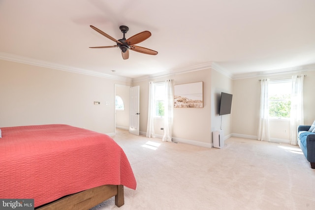 4690 Derby Ln, Doylestown, PA 18902 - bedroom with crown molding, ceiling fan, and light colored carpet