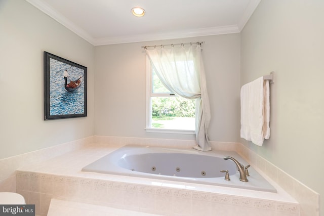 4690 Derby Ln, Doylestown, PA 18902 - full bathroom with a jetted tub and crown molding
