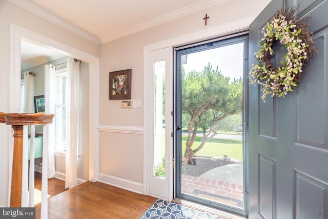 4690 Derby Ln, Doylestown, PA 18902 - foyer entrance with ornamental molding, wood finished floors, and plenty of natural light