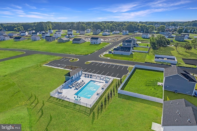 aerial view with a residential view
