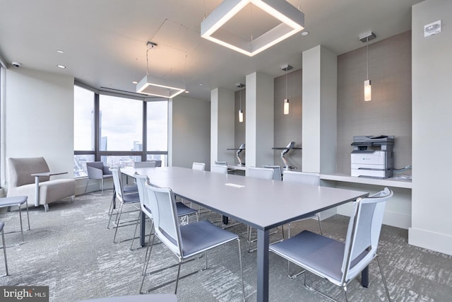 dining room with a wall of windows