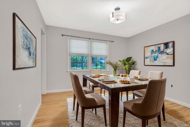 dining room featuring baseboards and light wood-style floors