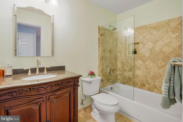 full bath featuring vanity, toilet, shower / tub combination, and tile patterned floors