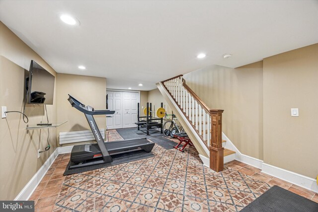 2410 S Camac St, Philadelphia, PA 19148 - workout room with baseboards and recessed lighting