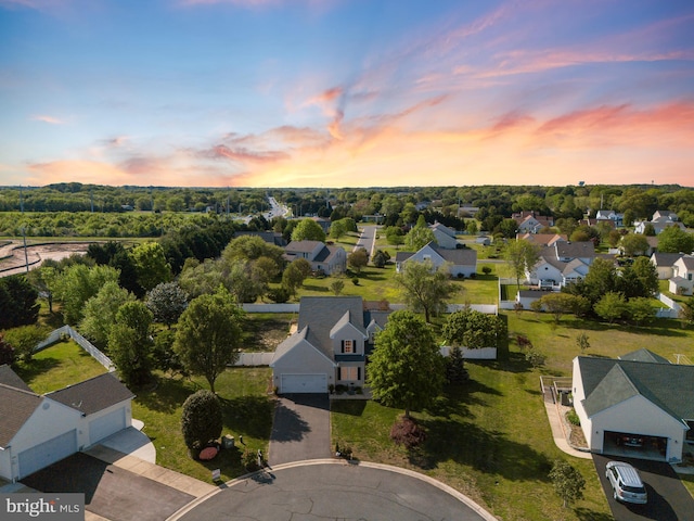 aerial view with a residential view