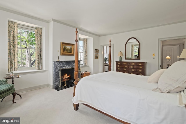 805 Evans Rd, Gwynedd Valley, PA 19437 - bedroom with carpet flooring, a fireplace, and baseboards