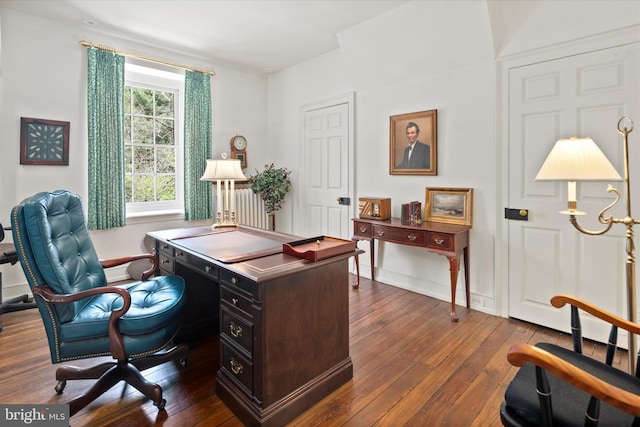 805 Evans Rd, Gwynedd Valley, PA 19437 - home office with dark wood-type flooring and baseboards