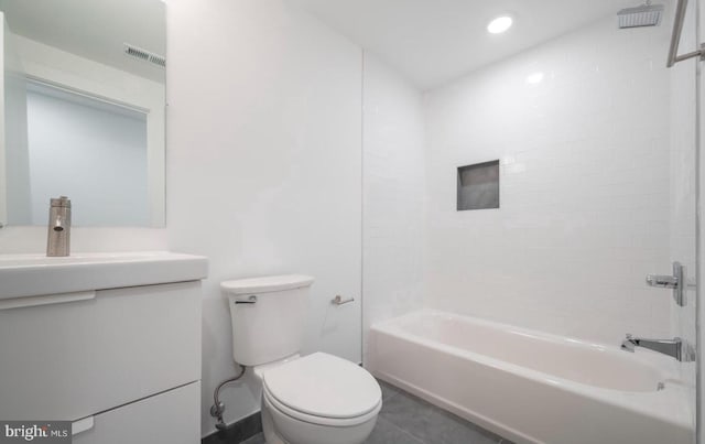 727 N 39th St, Philadelphia, PA 19104 - bathroom featuring visible vents, shower / tub combination, vanity, tile patterned floors, and toilet