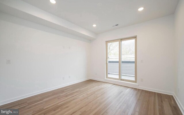 727 N 39th St, Philadelphia, PA 19104 - unfurnished room with baseboards, recessed lighting, wood finished floors, and visible vents
