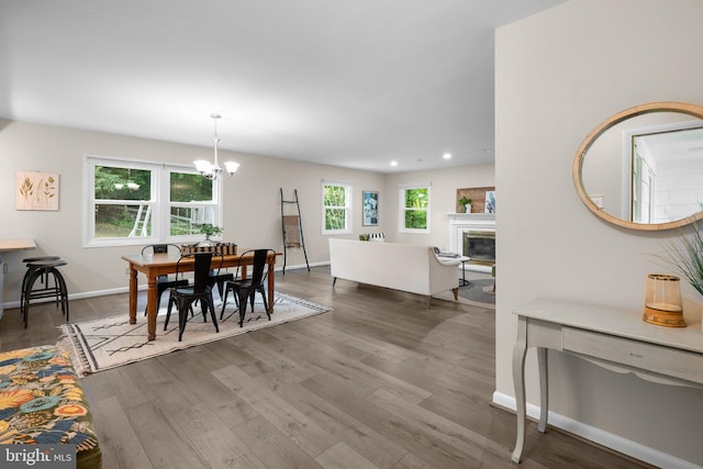 1725 Stratton Rd, Crofton, MD 21114 - dining space with a chandelier, wood finished floors, baseboards, and recessed lighting