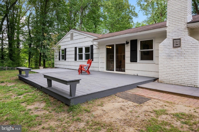 1725 Stratton Rd, Crofton, MD 21114 - back of house featuring a wooden deck and a chimney