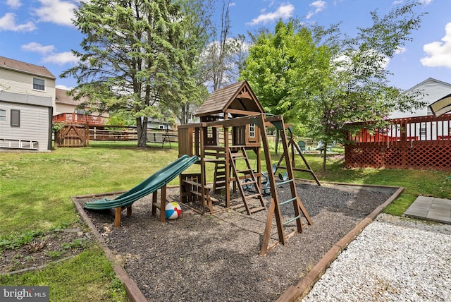 13405 Wisteria Dr, Germantown, MD 20874 - view of jungle gym with a wooden deck