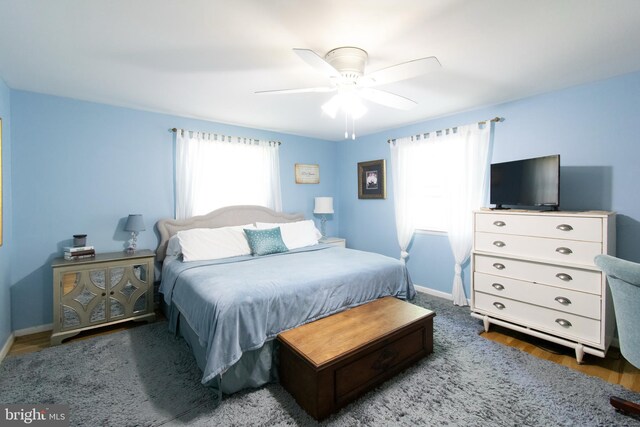 5 Gailridge Ct, Lutherville Timonium, MD 21093 - bedroom featuring wood finished floors, baseboards, and a ceiling fan