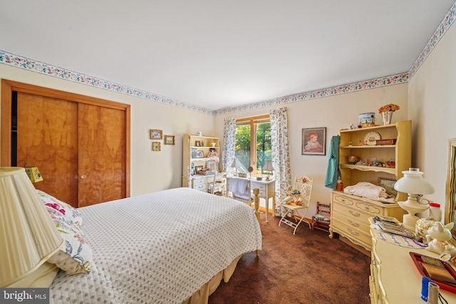 101 Harvey Ln, Chadds Ford, PA 19317 - bedroom with baseboards, a closet, and dark carpet