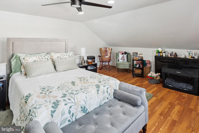 4311 Chatham Rd, Baltimore, MD 21207 - bedroom featuring vaulted ceiling, wood finished floors, ceiling fan, and recessed lighting
