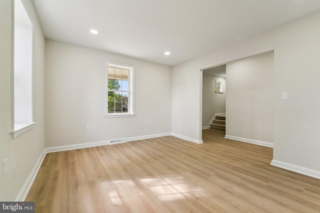 3216 E Joppa Rd, Baltimore, MD 21234 - unfurnished room featuring stairs, light wood-style flooring, baseboards, and recessed lighting