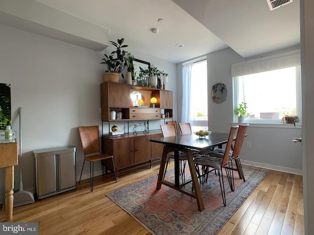435 W Berks St, Philadelphia, PA 19122 - dining area with light wood-type flooring, baseboards, and visible vents