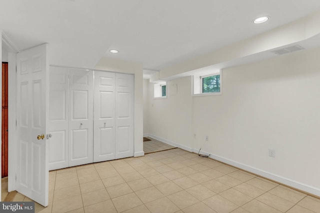 1529 Red Oak Dr, Silver Spring, MD 20910 - below grade area with baseboards, recessed lighting, and light tile patterned flooring