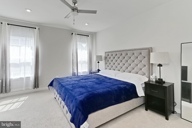 1701 Beech Leaf St, Dumfries, VA 22026 - bedroom featuring multiple windows, light carpet, baseboards, a ceiling fan, and recessed lighting