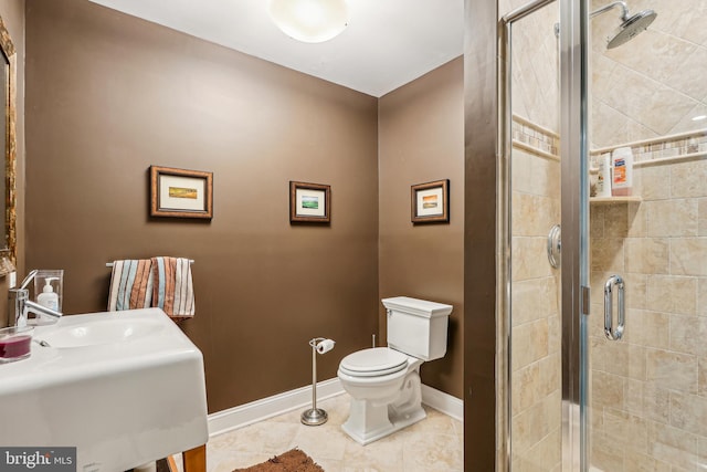 33 Rosedale Rd, Princeton, NJ 08540 - bathroom with toilet, baseboards, a shower stall, and tile patterned flooring