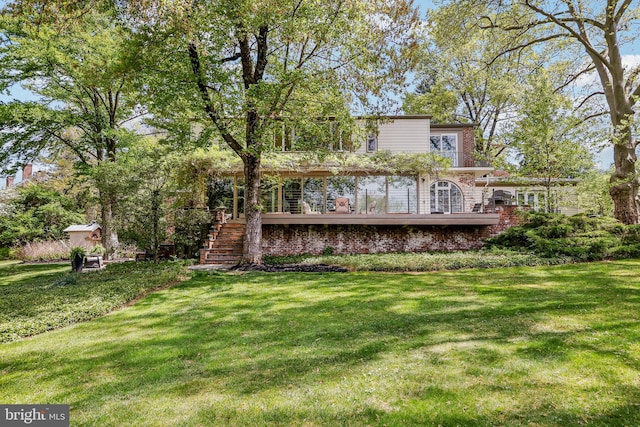 33 Rosedale Rd, Princeton, NJ 08540 - rear view of house featuring a yard, a deck, and stairway