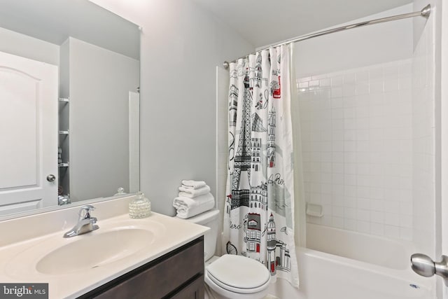 209 Sheridan St, Taneytown, MD 21787 - bathroom featuring toilet, shower / bathtub combination with curtain, and vanity