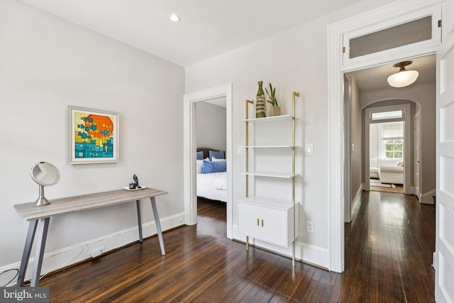 1847 Lamont St NW, Washington, DC 20010 - corridor with arched walkways, wood-type flooring, and recessed lighting