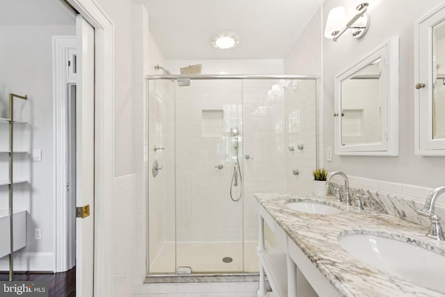 1847 Lamont St NW, Washington, DC 20010 - full bathroom with a stall shower and double vanity