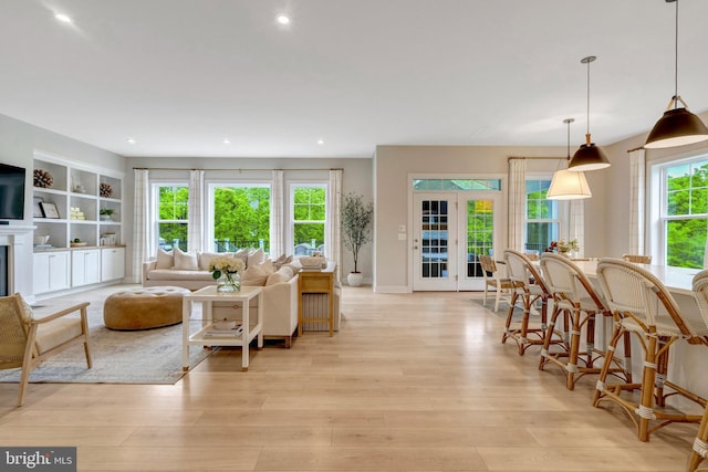40928 Arcadian Pond Ct, Aldie, VA 20105 - living area with light wood-style floors, recessed lighting, and baseboards