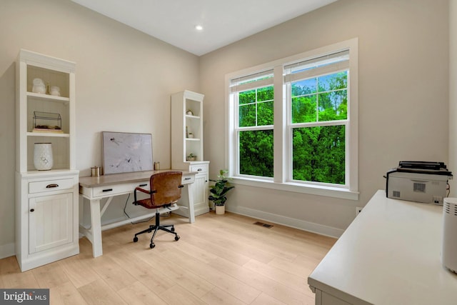 40928 Arcadian Pond Ct, Aldie, VA 20105 - office space with light wood-type flooring, baseboards, and recessed lighting