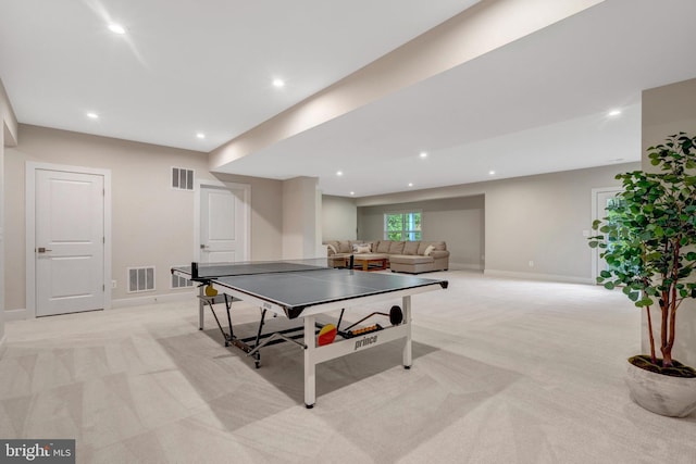 40928 Arcadian Pond Ct, Aldie, VA 20105 - rec room featuring light carpet, baseboards, and recessed lighting