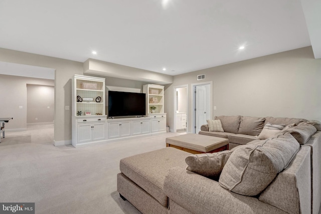 40928 Arcadian Pond Ct, Aldie, VA 20105 - living room with light carpet, baseboards, and recessed lighting