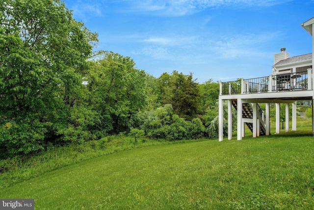 40928 Arcadian Pond Ct, Aldie, VA 20105 - view of green lawn featuring stairs and a wooden deck