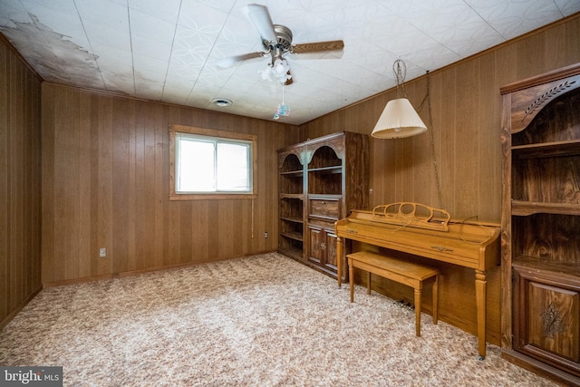 1321 Marsh Hill Rd, Mc Henry, MD 21541 - office with wood walls, carpet, and a ceiling fan