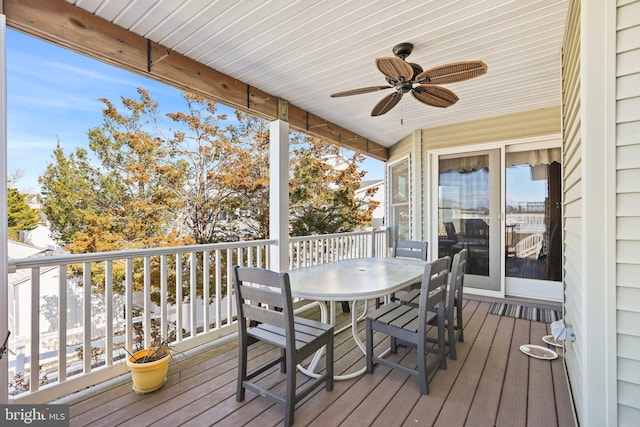 1511 Barnegat Ave, Ship Bottom, NJ 08008 - wooden deck with ceiling fan and outdoor dining space