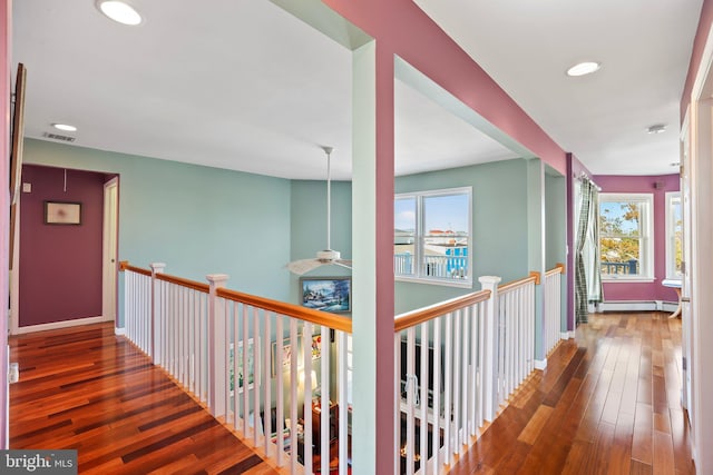 1511 Barnegat Ave, Ship Bottom, NJ 08008 - hall featuring a baseboard heating unit, recessed lighting, hardwood / wood-style floors, and visible vents