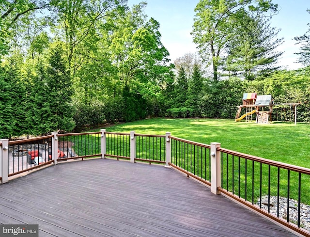 696 Miller Ave, Great Falls, VA 22066 - deck featuring a playground and a lawn