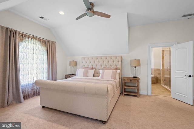 696 Miller Ave, Great Falls, VA 22066 - bedroom featuring lofted ceiling, light carpet, and visible vents