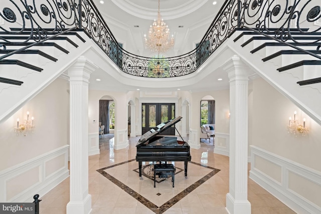 696 Miller Ave, Great Falls, VA 22066 - interior space featuring a decorative wall, arched walkways, and recessed lighting