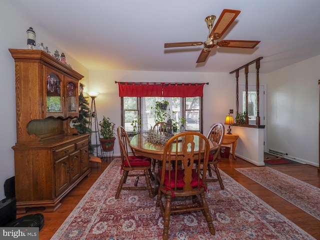 1235 Lorene Dr, Pasadena, MD 21122 - dining area with wood finished floors, ceiling fan, and baseboards