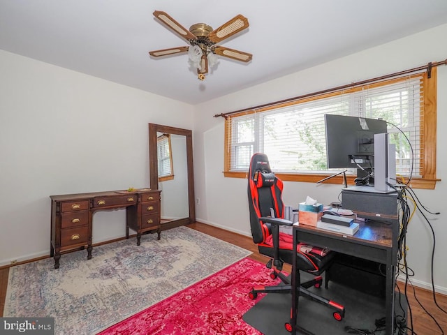 1235 Lorene Dr, Pasadena, MD 21122 - office space with wood finished floors, a ceiling fan, and baseboards