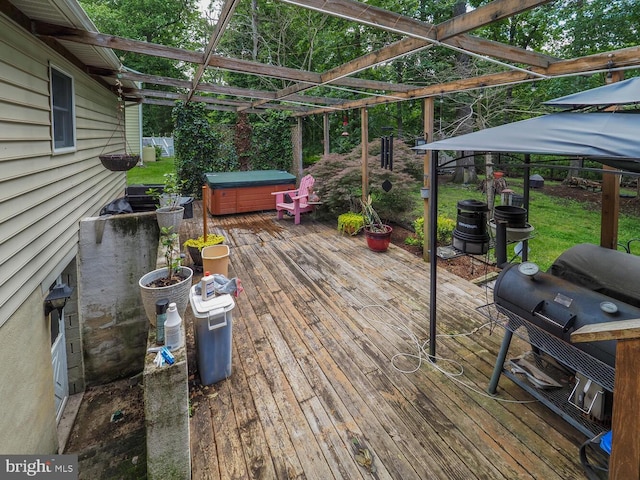 1235 Lorene Dr, Pasadena, MD 21122 - deck featuring a hot tub and a grill