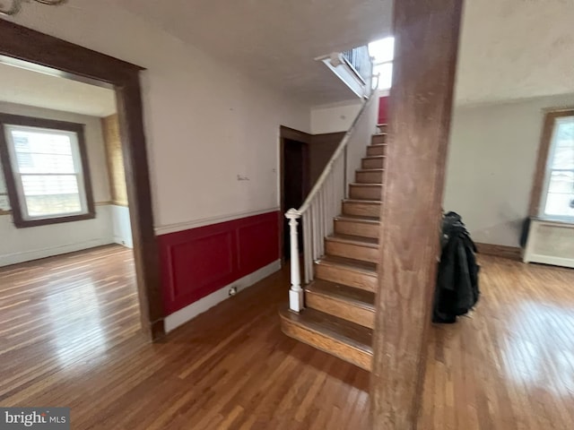 3314 Egerton Rd, Baltimore, MD 21215 - stairway with wainscoting and wood finished floors