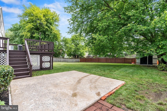 1263 Wilshire Dr, Herndon, VA 20170 - view of yard featuring stairs, a patio, and a deck