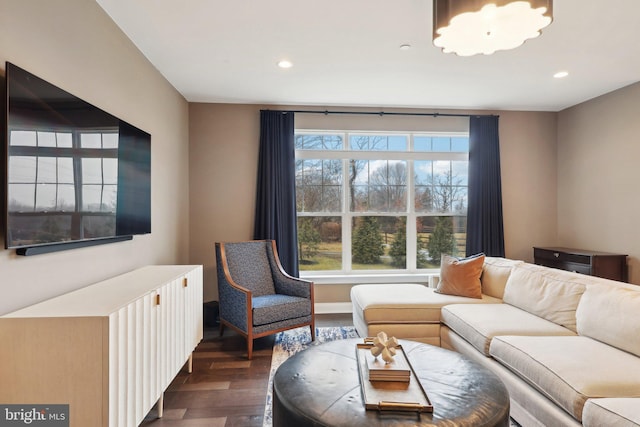 6 Skydance Way, West Chester, PA 19382 - living area featuring recessed lighting, baseboards, and dark wood finished floors